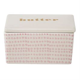 Pink & White Butter Dish