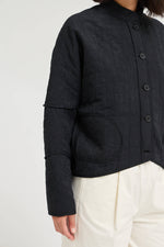 Grade & Gather - 80541 - QUILTED CROP JACKET: Black / Contemporary / M