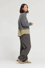 Grade & Gather - 80536 - FUNNEL NECK CROP CARDIGAN: IVORY / Contemporary / M