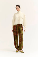 Grade & Gather - 80536 - FUNNEL NECK CROP CARDIGAN: IVORY / Contemporary / M