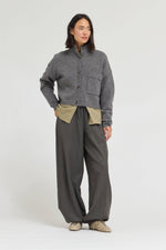 Grade & Gather - 80536 - FUNNEL NECK CROP CARDIGAN: IVORY / Contemporary / M