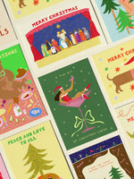 Little Black Cat Illustrated | USA Duties Paid - Peace And Love Christmas Card | Dog And Cat Festive Holiday