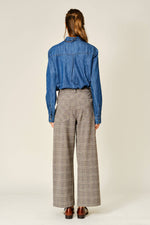Aaron & Amber - AJT6459 OXFORD DENIM RIBBON TIE BLOUSE SHIRT: DENIM / S-M-L (2-2-2)