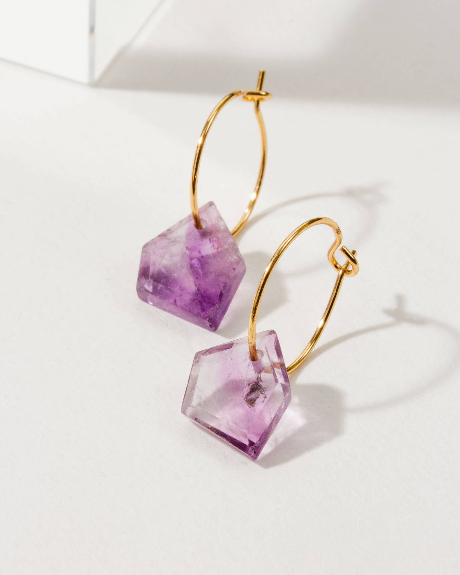 Bri Amethyst Hoop Earrings