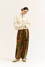 Grade & Gather - 80536 - FUNNEL NECK CROP CARDIGAN: IVORY / Contemporary / M