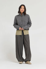 Grade & Gather - 80536 - FUNNEL NECK CROP CARDIGAN: IVORY / Contemporary / M