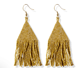 Ena Solid Triangle Bead Fringe Drop Earrings