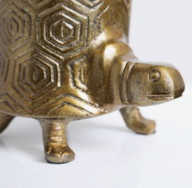 Antique Gold Turtle Planter
