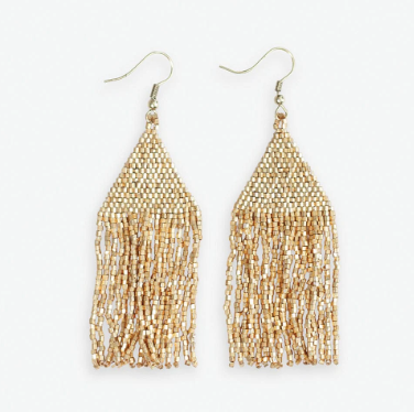 Ama Solid Triangle Bead Fringe Drop Earrings