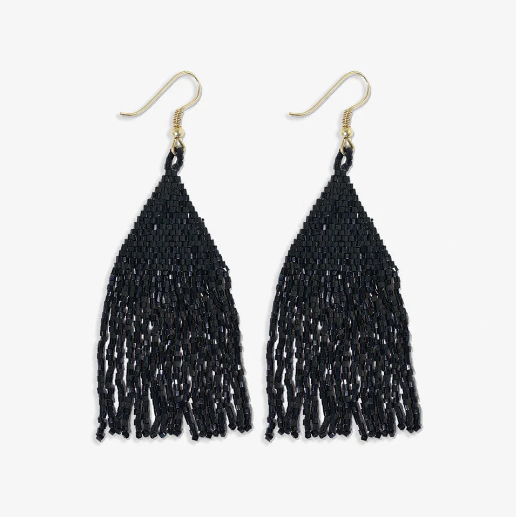 Ama Solid Triangle Bead Fringe Drop Earrings