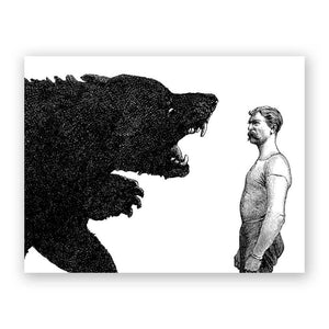 Man VS Bear Birthday Card