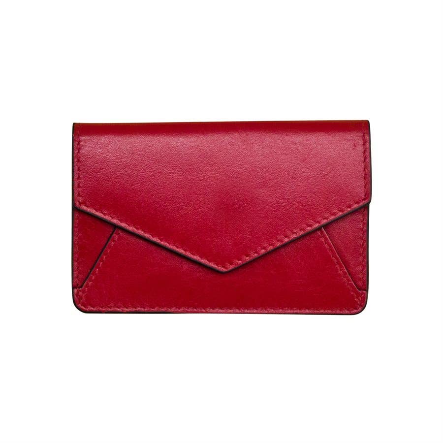 ili New York - Leather Envelope Business Card Holder: Coral/ Sunshine