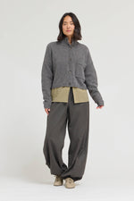 Grade & Gather - 80536 - FUNNEL NECK CROP CARDIGAN: IVORY / Contemporary / M