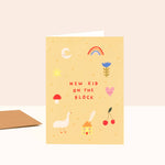 Little Black Cat Illustrated | USA Duties Paid - New Kid On The Block Baby Card | Unisex New Baby Card