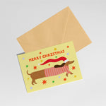Little Black Cat Illustrated | USA Duties Paid - Sausage Dog Christmas Card | Cute Dog Holiday Card