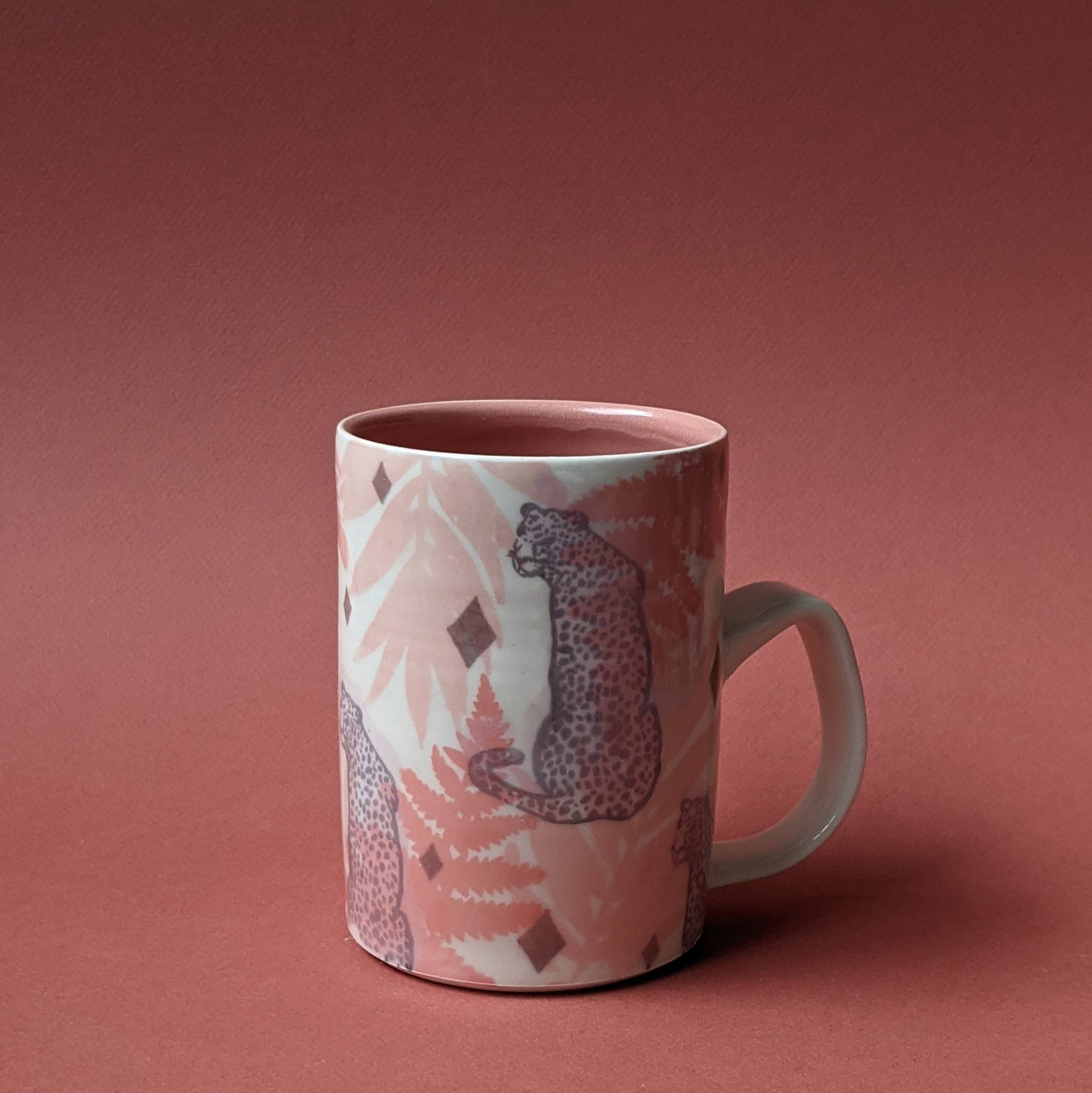 Pink Cheetah Fern Mug