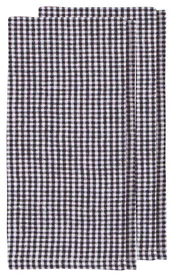Black and White Check Linen Napkin Set / Dishtowel Set