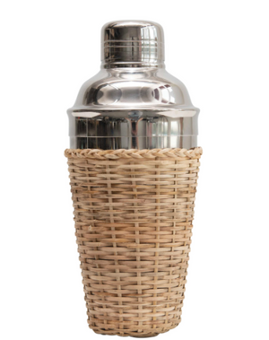 Rattan Wrapped Cocktail Shaker