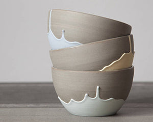 Grey Stoneware Bowl With Drips