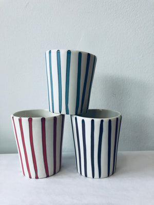 Porcelain Striped Whiskey Cups