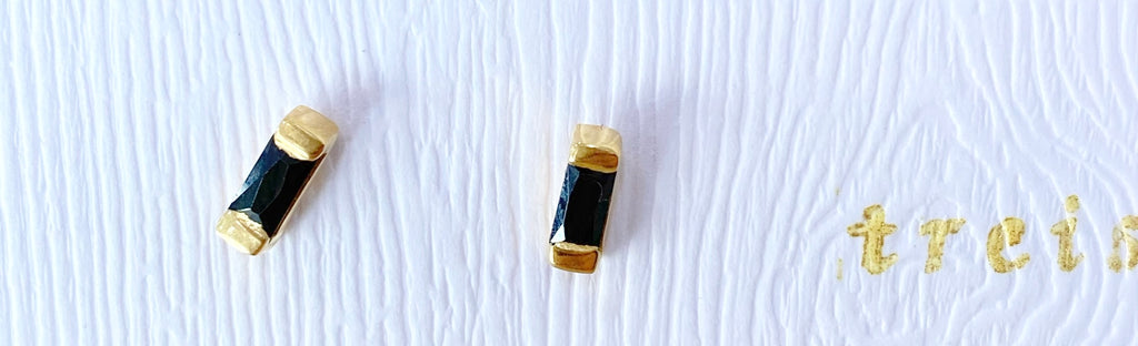 Tiny Colored Baguette Stud Earring